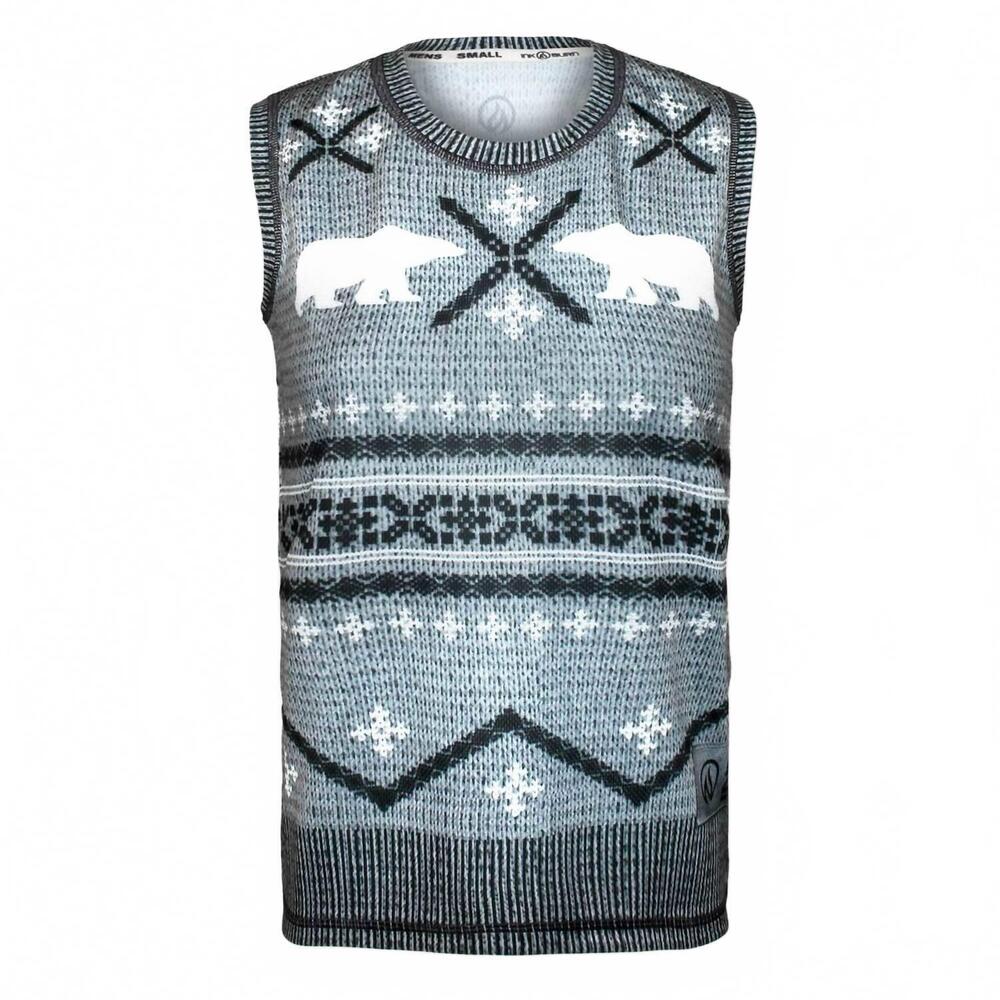 NEW INKNBURN men's polar bear sleeveless sweater vest tech shirt in grey